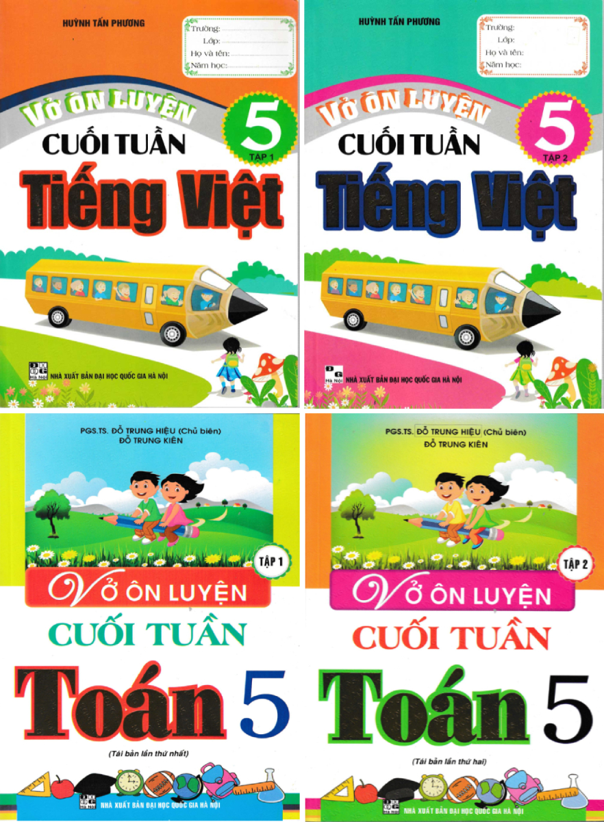 Vở Ôn Luyện Cuối Tuần Tiếng Việt + Toán Lớp 5 ( Bộ 4 Cuốn )