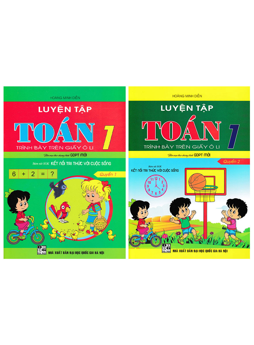 Combo Luyện Tập Toán 1 - Quyển 1 + 2 - Trình Bày Trên Giấy Ô Li (Bám Sát SGK Kết Nối Tri Thức Với Cuộc Sống)