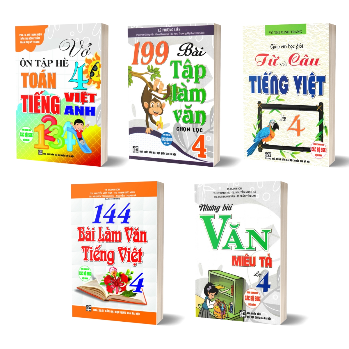 Combo 199 Bài Tập Làm Văn + 144 Bài Làm Văn + Vở Ôn Tập Hè + Bài Văn Miêu Tả + Giúp Em Học Giỏi (Dùng Chung Cho Các Bộ SGK Hiện Hành)