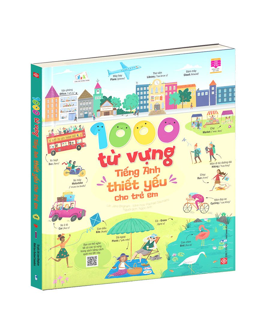 Sách - 1000 từ vựng tiếng Anh thiết yếu cho trẻ em - Nhiều chủ đề kèm tranh minh họa và QR audio - Đinh Tị Books